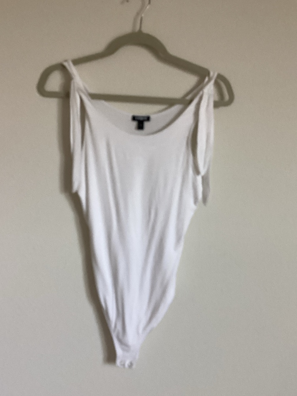 Express White Cold-Shoulder Tie-Strap Bodysuit